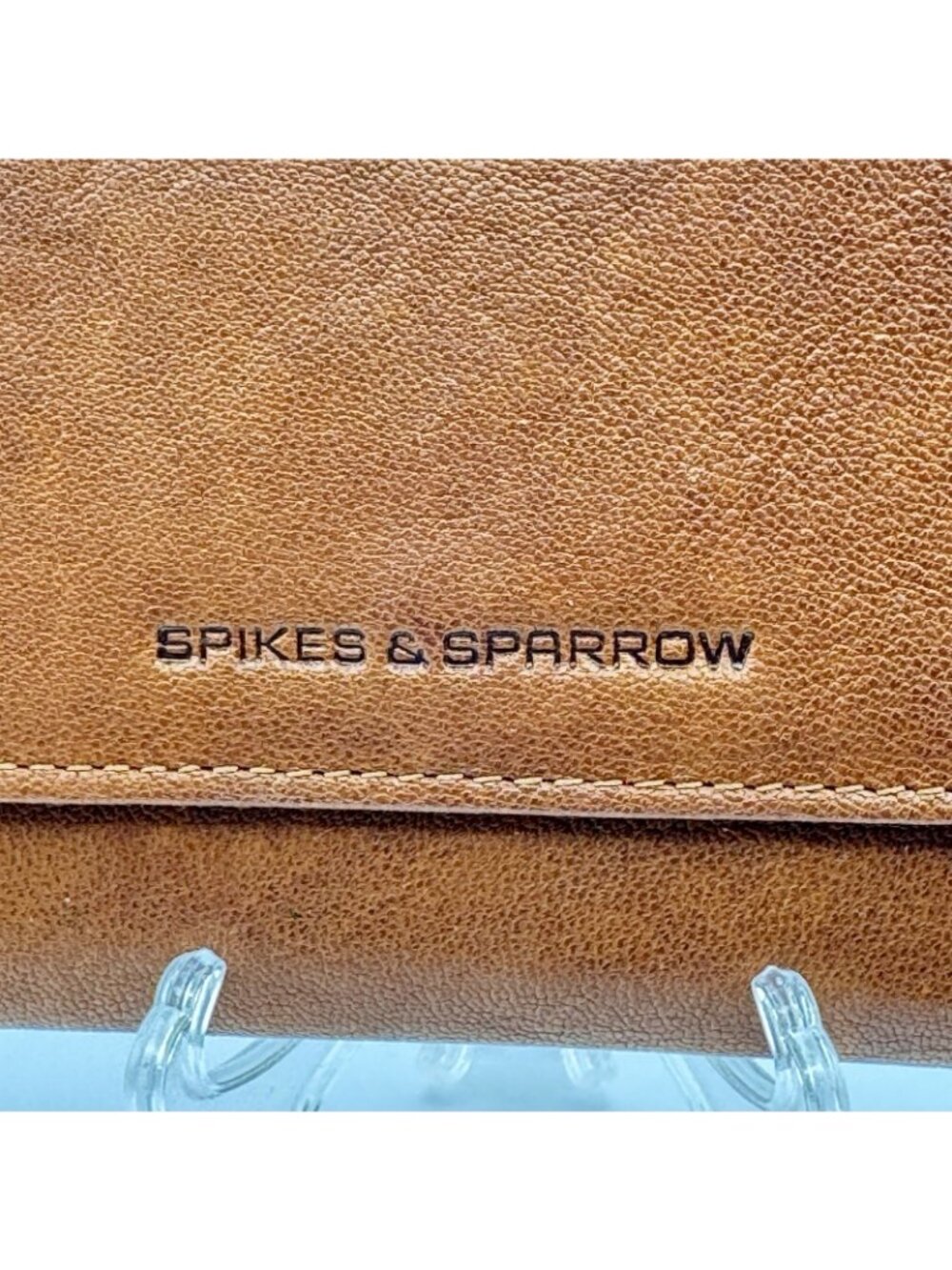 Spikes & Sparrow Genuine Leather Camel Color Wallet Tri-Fold RFID CC Protection - Picture 2 of 16
